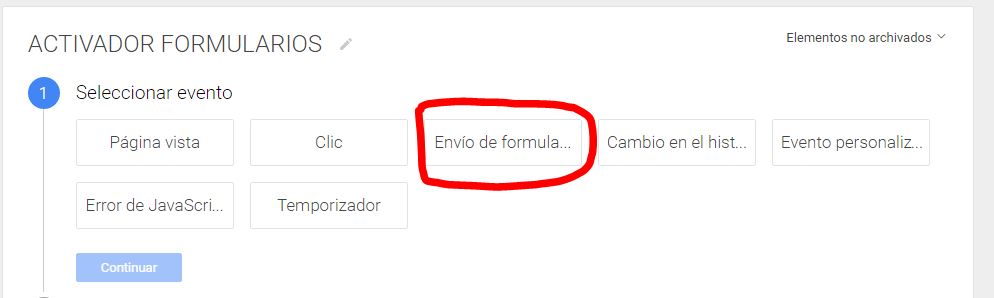 Activador de formularios de Google Tag Manager