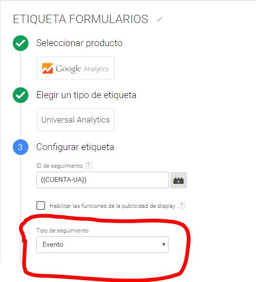 Etiqueta de evento de Google Tag Manager