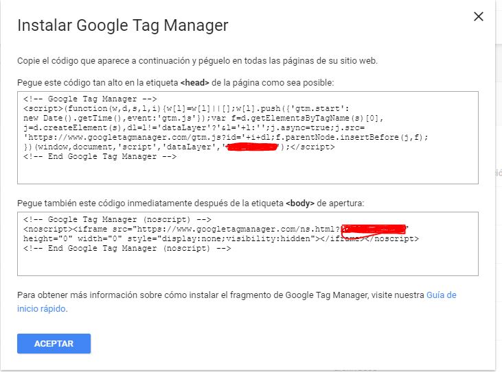 codigo para instalar gtm