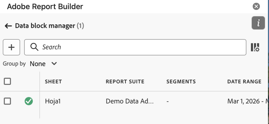 Manual de Report Builder: primeros pasos para hacer informes de Adobe Analytics en Excel 7 Administrar consultas de report builder - Adobe Analytics