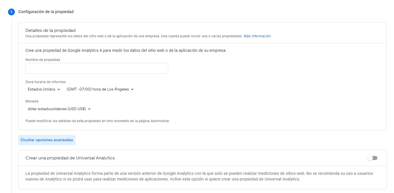 Nueva propiedad ga4